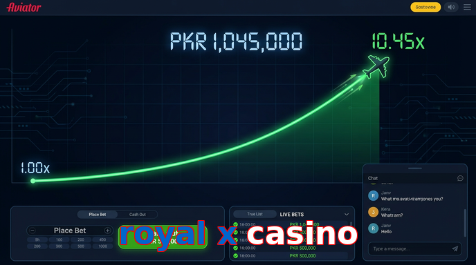 Main screen of Royal X Casino aviator page for PK players