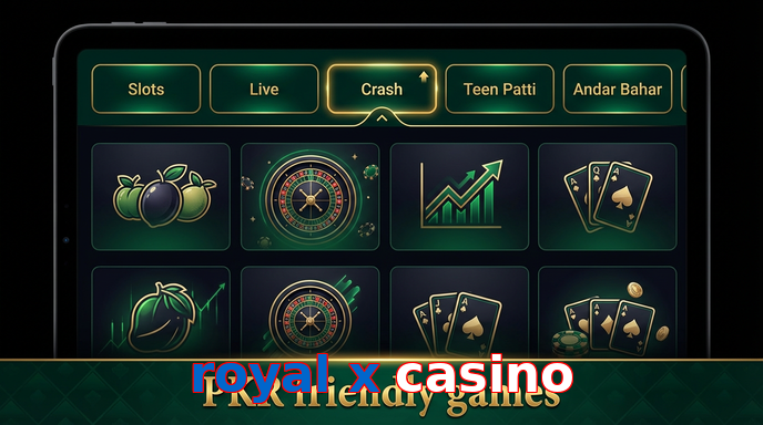 Game list for Royal X Casino games section