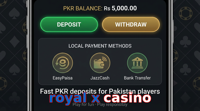 Deposit and withdrawal screen with PKR methods